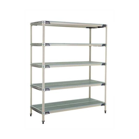 Plastic Industrial Shelving, 60 in D, 24 in W, 74 in H, 5 Shelves, Blue/Taupe MPN:MX-2460G-74-S5