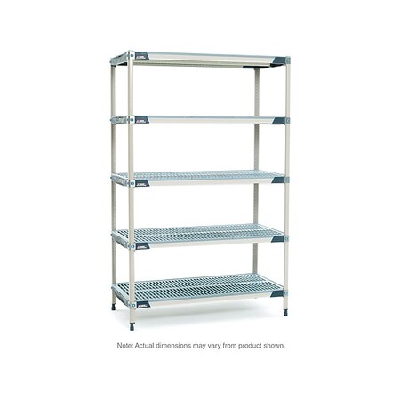 Plastic Industrial Shelving, 72 in D, 24 in W, 74 in H, 5 Shelves, Blue/Taupe MPN:MX-2472G-74-S5