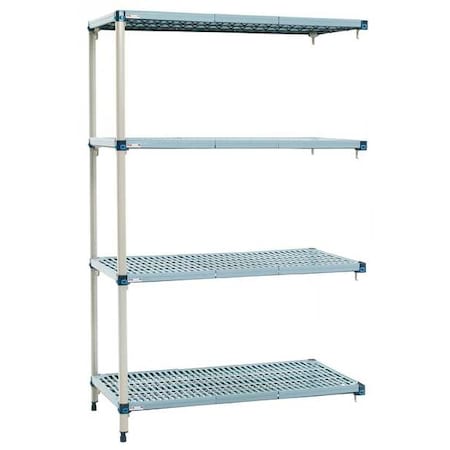 Shelf Plastic Industrial Shelving (4), 36 in D, 18 in W, 62 in H, 4 Shelves, Blue/Taupe MPN:MQ-1836G-63-A4