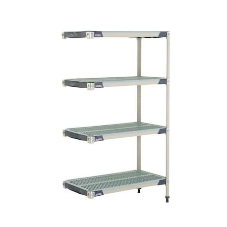 Plastic Industrial Shelving, 36 in D, 18 in W, 62 in H, 4 Shelves, Blue/Taupe MPN:MX-1836G-63-A4
