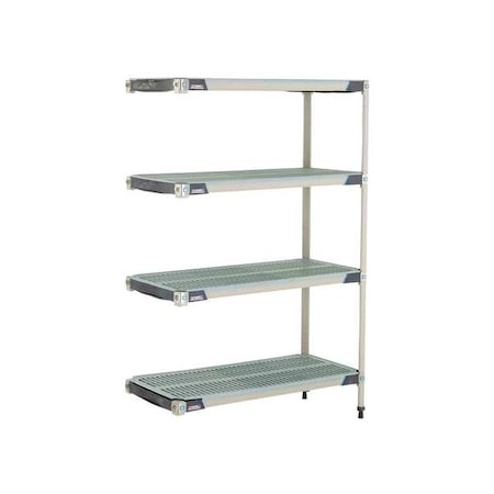 Plastic Industrial Shelving, 42 in D, 18 in W, 62 in H, 4 Shelves, Blue/Taupe MPN:MX-1842G-63-A4