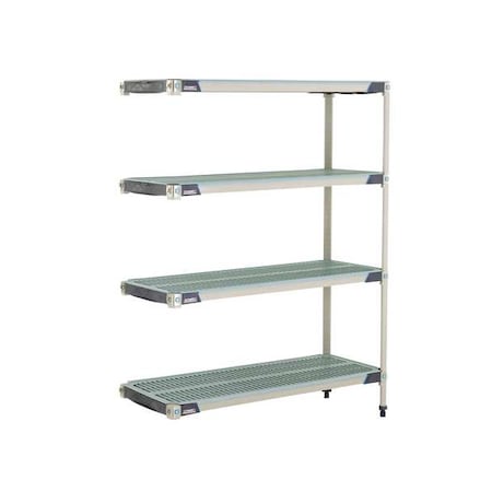 Plastic Industrial Shelving, 48 in D, 18 in W, 62 in H, 4 Shelves, Blue/Taupe MPN:MX-1848G-63-A4