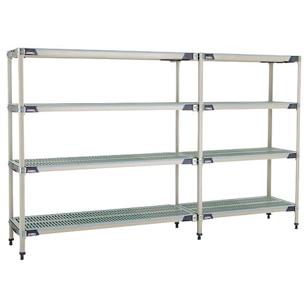 Plastic Industrial Shelving, 60 in D, 18 in W, 62 in H, 4 Shelves, Blue/Taupe MPN:MX-1860G-63-A4