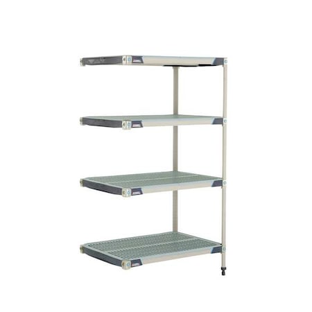 Plastic Industrial Shelving, 36 in D, 24 in W, 62 in H, 4 Shelves, Blue/Taupe MPN:MX-2436G-63-A4