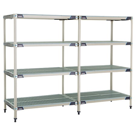 Plastic Industrial Shelving, 42 in D, 24 in W, 62 in H, 4 Shelves, Blue/Taupe MPN:MX-2442G-63-A4