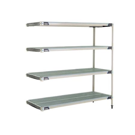 Plastic Industrial Shelving, 60 in D, 24 in W, 62 in H, 4 Shelves, Blue/Taupe MPN:MX-2460G-63-A4