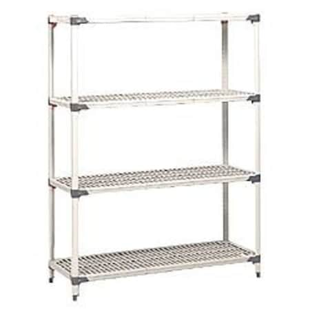 Freestanding Plastic Shelving, Open Style, 18 in D, 60 in W, 62 in H, 4 Shelves, Blue/Taupe MPN:MQ-1860G-63-S4