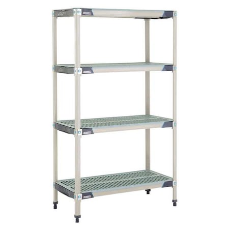 Plastic Industrial Shelving, 36 in D, 18 in W, 62 in H, 4 Shelves, Blue/Taupe MPN:MX-1836G-63-S4