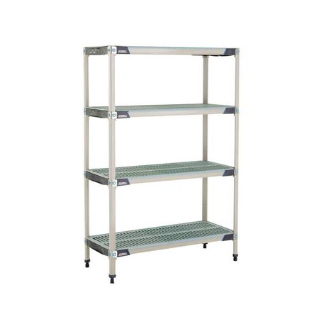 Plastic Industrial Shelving, 42 in D, 18 in W, 62 in H, 4 Shelves, Blue/Taupe MPN:MX-1842G-63-S4