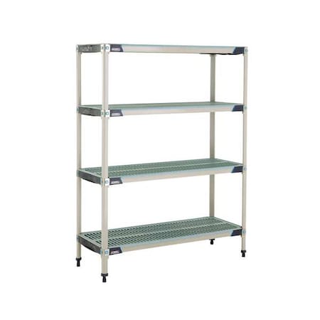 Plastic Industrial Shelving, 48 in D, 18 in W, 62 in H, 4 Shelves, Blue/Taupe MPN:MX-1848G-63-S4