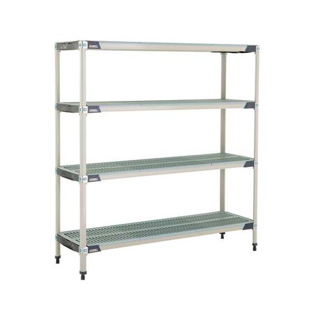 Plastic Industrial Shelving, 60 in D, 18 in W, 62 in H, 4 Shelves, Blue/Taupe MPN:MX-1860G-63-S4