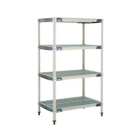 Plastic Industrial Shelving, 36 in D, 24 in W, 62 in H, 4 Shelves, Blue/Taupe MPN:MX-2436G-63-S4