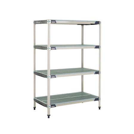 Plastic Industrial Shelving, 42 in D, 24 in W, 62 in H, 4 Shelves, Blue/Taupe MPN:MX-2442G-63-S4