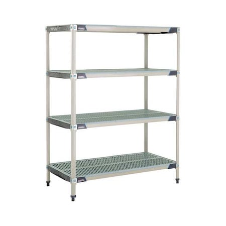 Plastic Industrial Shelving, 48 in D, 24 in W, 62 in H, 4 Shelves, Blue/Taupe MPN:MX-2448G-63-S4