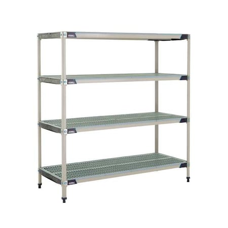 Plastic Industrial Shelving, 60 in D, 24 in W, 62 in H, 4 Shelves, Blue/Taupe MPN:MX-2460G-63-S4