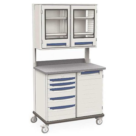 Mobile Work Center, 81-1/2 in H x 43-1/2 in W, 2 Swivel, 2 Brake Casters, Polymer, Taupe MPN:SXRDENT2