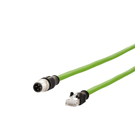 M12 Cable, Male, Green, 2 m, 100 Mbits MPN:142M1D15020