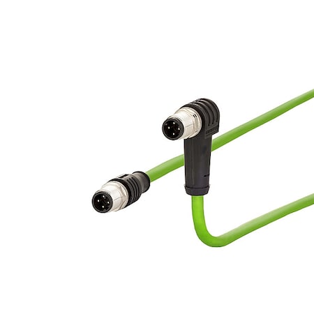 M12 Cable, Male, Green, 1 m, 100 Mbits MPN:142M1D19010