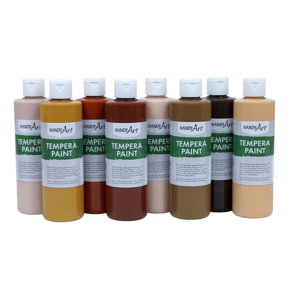 Handy Art Tempera Paint, 8 Oz, Multicultural Colors, Set Of 8 Bottles MPN:RPC882056