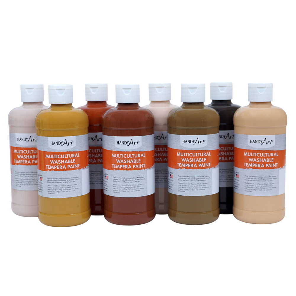 Handy Art Washable Multicultural Tempera Paints, 16 Oz, Assorted, Pack Of 8 Paints MPN:RPC882267