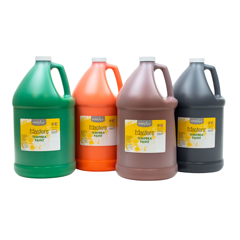 Handy Art Little Masters Tempera Paint Kit, 4 Gallons, Orange/Green/Brown/Black, Set Of 4 Bottles MPN:RPC882732