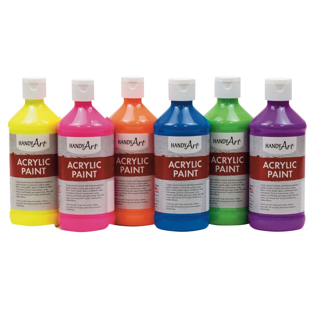 Handy Art Acrylic Paints, 8 Oz., Fluorescent, Set Of 6 Paints MPN:RPC881022