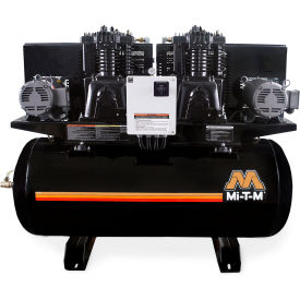 Mi-T-M® Two Stage Duplex Horizontal Air Compressor 7-1/2 HP 120 Gal. Cap. 175 PSI 3PH 230V ACD-23375-120H