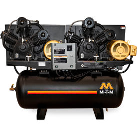 Mi-T-M® M Two Stage Duplex Horizontal Air Compressor 15 HP 120 Gal. Cap. 175 PSI 3PH 200V AED-20315-120HM