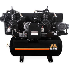 Mi-T-M® M Two Stage Duplex Horizontal Air Compressor 15 HP 120 Gal. Cap. 175 PSI 3PH 460V AED-46315-120HM