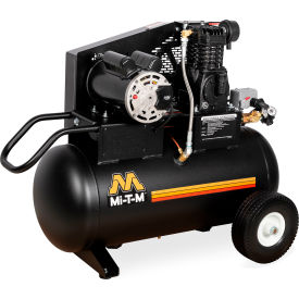 Mi-T-M® Single Stage Air Compressor Horizontal 20 Gallon Cap. 8.2 CFM 90 PSI 2 HP 120V AM1-PE02-20M