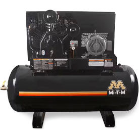 Mi-T-M® Simplex Two Stage Horizontal Air Compressor 10 HP 120 Gal. Cap. 175 PSI 3PH 200V ADS-20310-120H