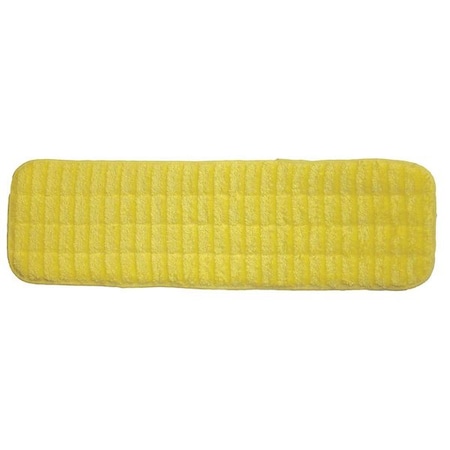18 in L Flat Mop Pad, Hook-and-Loop Connection, Yellow, Microfiber, PK12 MPN:416J11