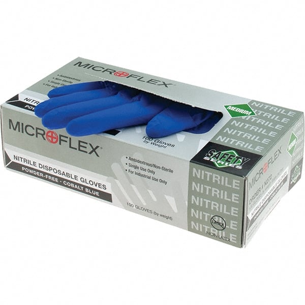 Series Microflex Disposable Gloves: Size Medium, 3.9 mil, Uncoated-Coated Nitrile, Industrial Grade, Unpowdered MPN:N272