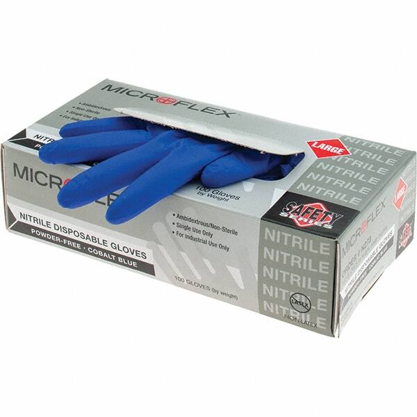 Series Microflex Disposable Gloves: Size Large, 3.9 mil, Uncoated-Coated Nitrile, Industrial Grade, Unpowdered MPN:N273