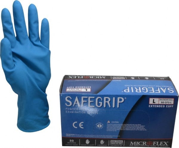 Series Microflex SafeGrip Disposable Gloves: Size Large, 5.5 mil, Uncoated-Coated Latex, Medical Grade, Unpowdered MPN:SG-375-L
