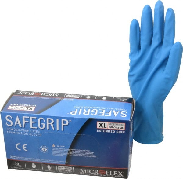 Series Microflex SafeGrip Disposable Gloves: Size X-Large, 5.5 mil, Uncoated-Coated Latex, Medical Grade, Unpowdered MPN:SG-375-XL