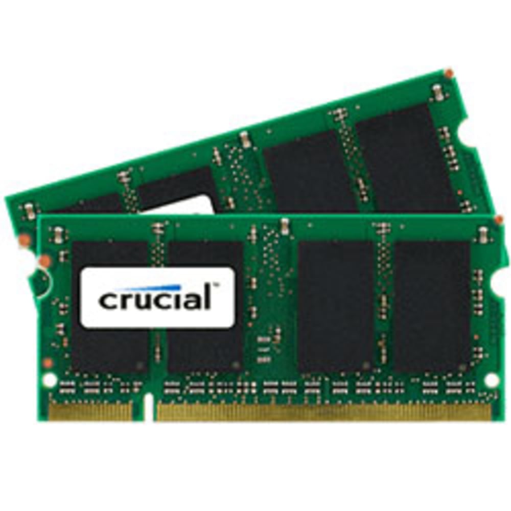 Crucial DDR2 Memory Upgrade Kit For Notebook Computers, 2GB (1GB x 2) SODIMM, PC2-6400 (800 MHz) (Min Order Qty 2) MPN:LJDS57128AB