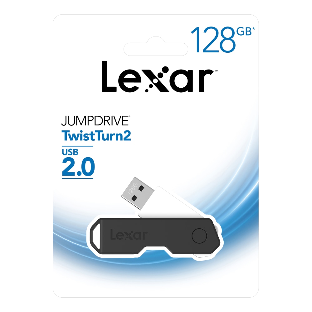 Lexar JumpDrive TwistTurn2 USB 2.0 Flash Drive, 128GB, Black, LJDTT2-128ABNABK (Min Order Qty 6) MPN:LJDTT2-128ABNABK
