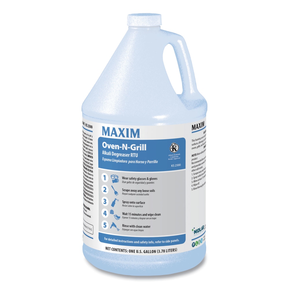 Maxim Oven-N-Grill Alkali Degreaser RTU, Citrus Scent, 1 gal Bottle, 4/Carton MPN:250000-41