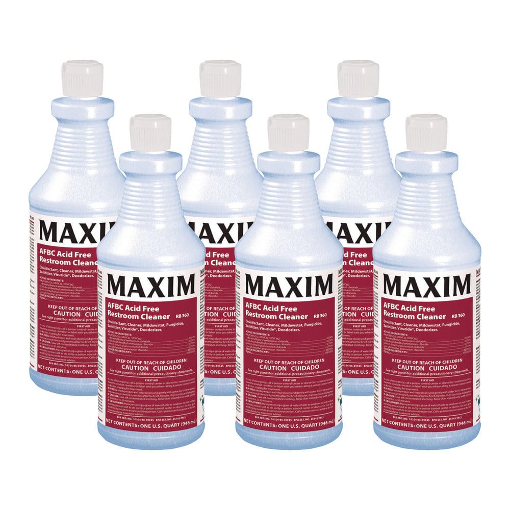 Maxim AFBC Acid-Free Restroom Cleaner, Safe-to-Ship, Fresh Scent, 32 oz Bottle, 6/Carton MPN:036000-86