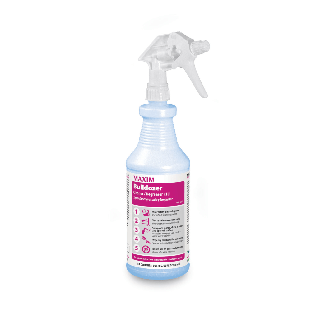 Maxim Bulldozer Cleaner/Degreaser RTU, Safe-to-Ship, Lemon Scent, 32 oz, 6/Carton MPN:051000-86