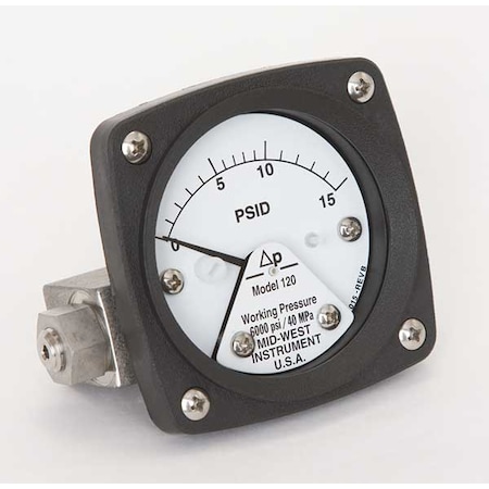 Pressure Gauge, 0 to 15 psi MPN:120-AA-00-OO-15P