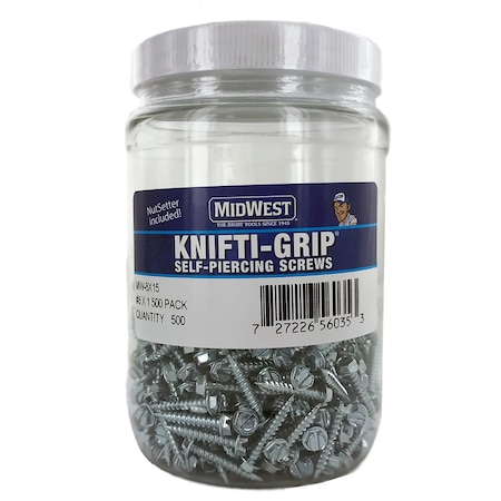 Self-Drilling Screw, #8 x 1 in, Zinc Plated Steel Flange Hex Head External Hex Drive MPN:MW-8X15
