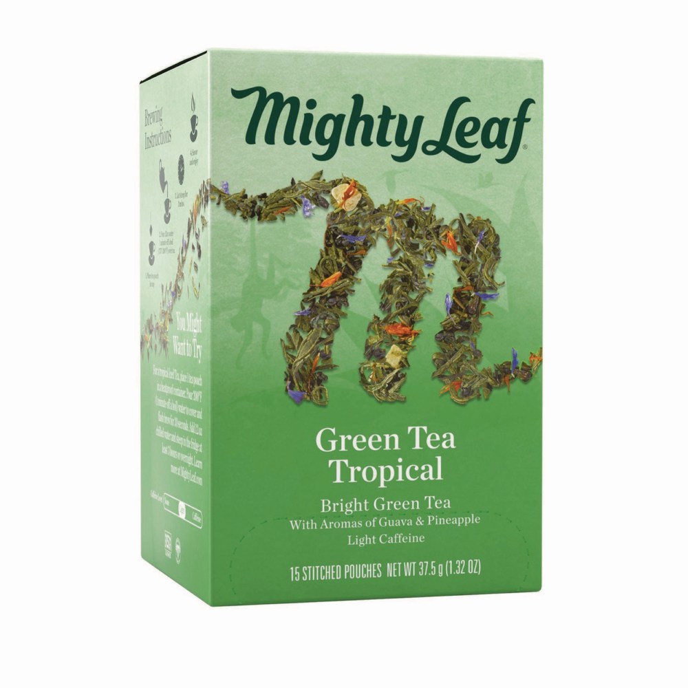 Mighty Leaf Whole Leaf Tea Pouches, Green Tea Tropical, 1.32 Oz, Box Of 15 Pouches MPN:510138