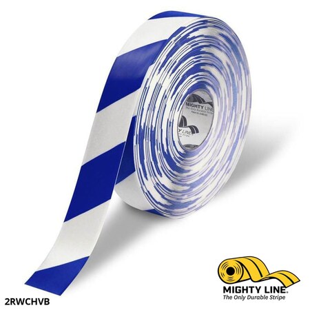 Industrial Safety Floor Marking Tape PVC White/Blue Chevrons, 2