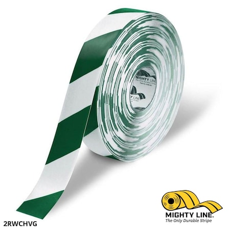Industrial Safety Floor Marking Tape PVC White/Green Chevrons, 2