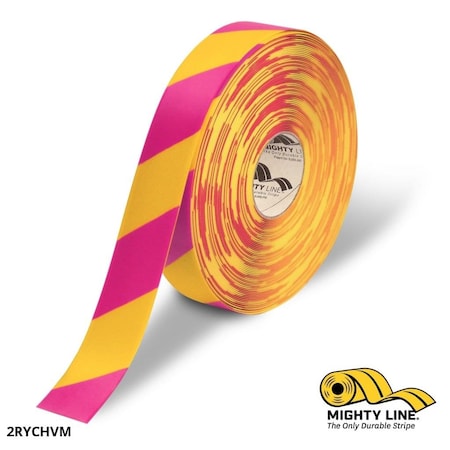 Industrial Safety Floor Marking Tape PVC Yellow/Magenta Chevrons, 2