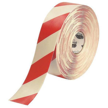 Industrial Safety Floor Marking Tape Vinyl White/Red Chevrons, 3