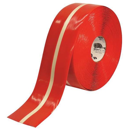 Industrial Safety Floor Marking Tape Vinyl Red/Luminescent, 4
