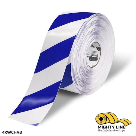 Industrial Safety Floor Marking Tape PVC White/Blue Chevrons, 4